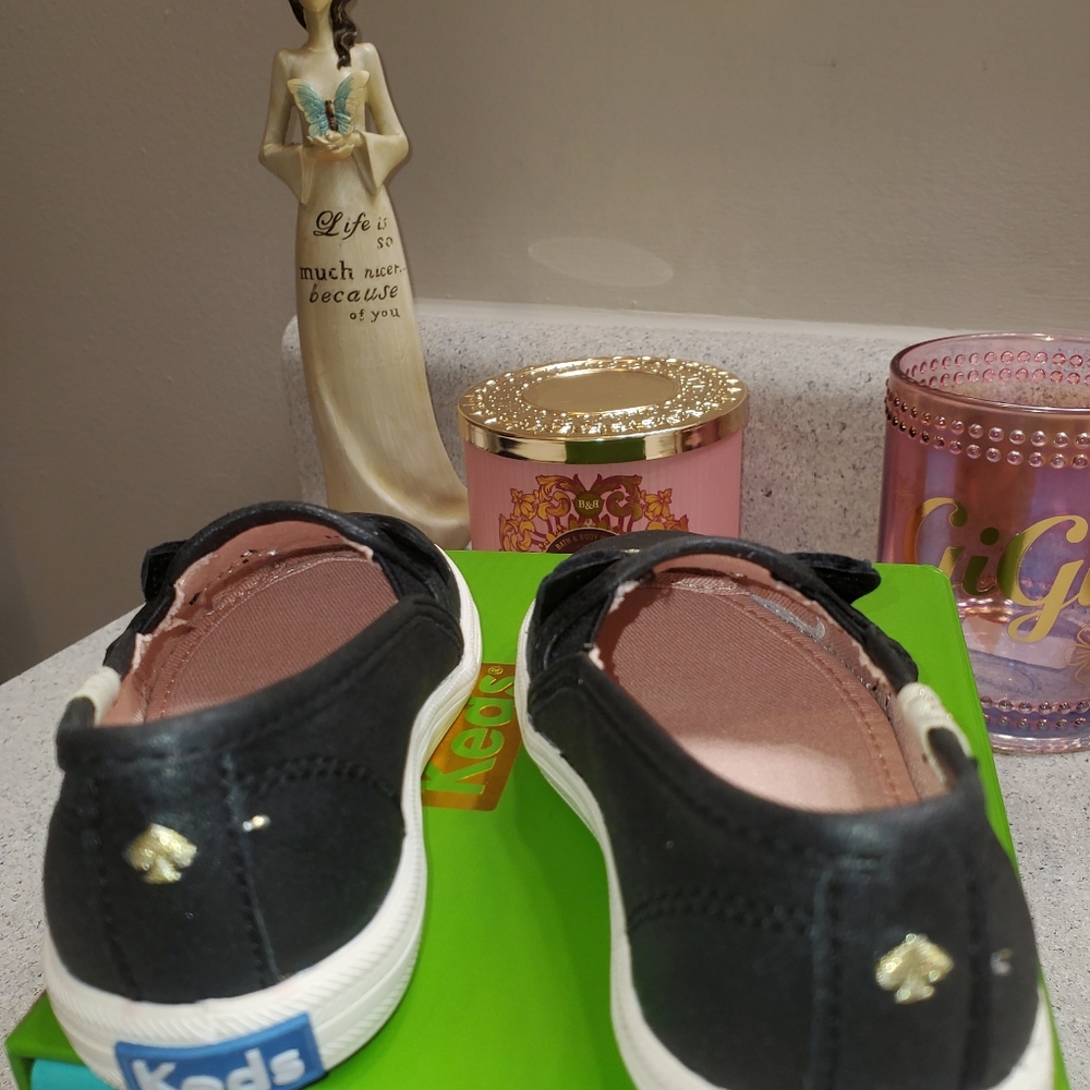 New Kate Spade X Keds Kids Double Decker Hayden Black Cat Slip On Sneaker Size 6 - Picture 5 of 8